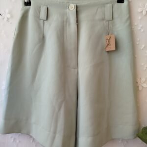 מכנס קצר וינטג' ירקרק בגזרה גבוהה | 36