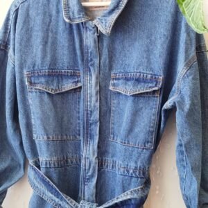 אוברול ג'ינס ארוך עם קשירה במותן | M/L