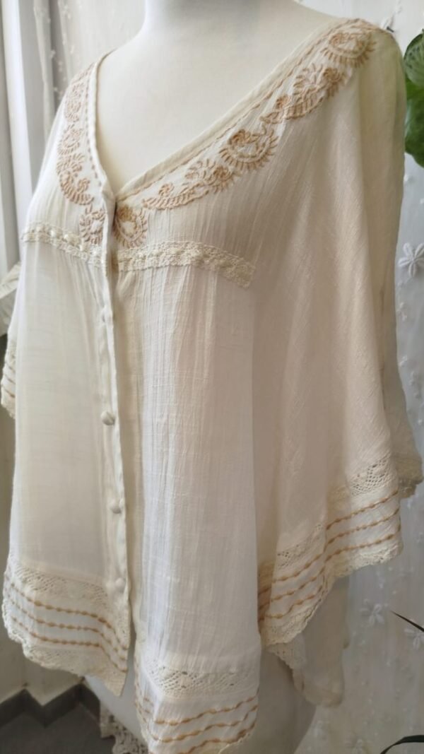 חולצת עטלף רקומה מכותנה מצרית רכה | L