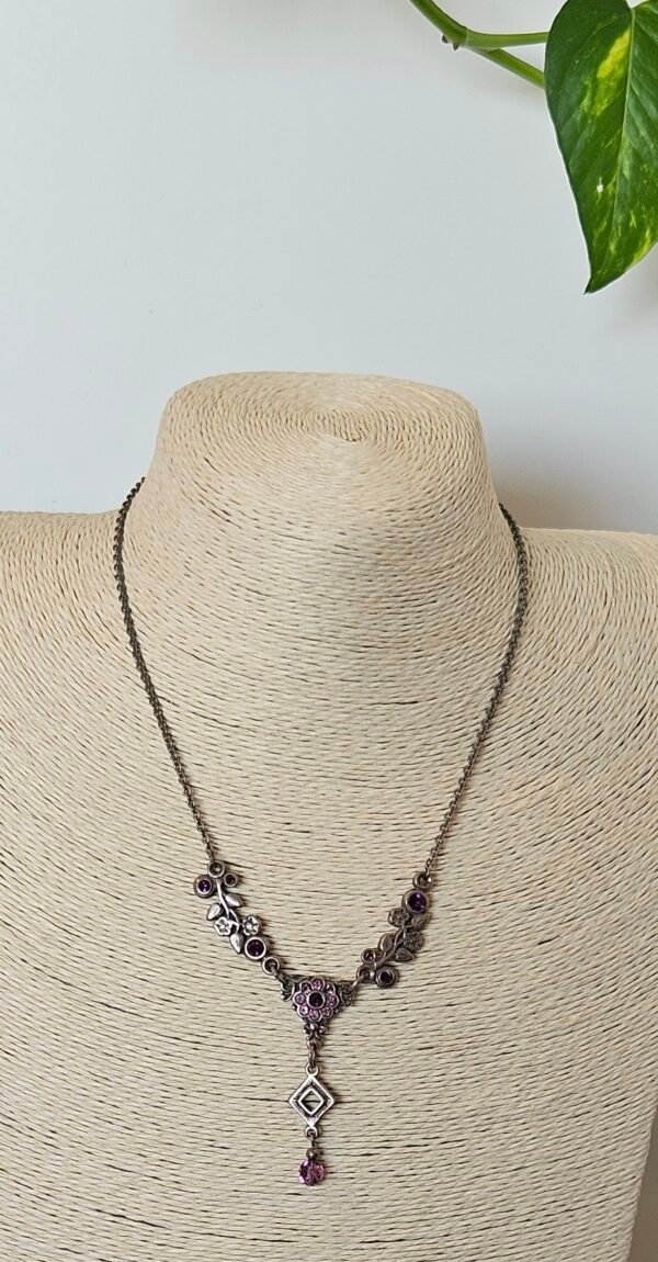 שרשרת כסף מגנוליה אבנים סגולות