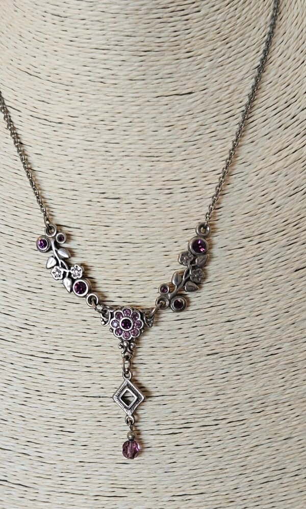 שרשרת כסף מגנוליה אבנים סגולות