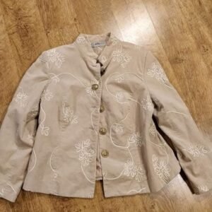 ג'קט קורדרוי צבע בג' עם עיטורי רקמה