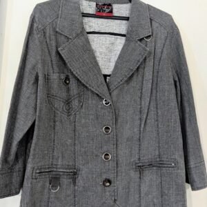 ג'קט בלייזר אפור כותנה ופשתן