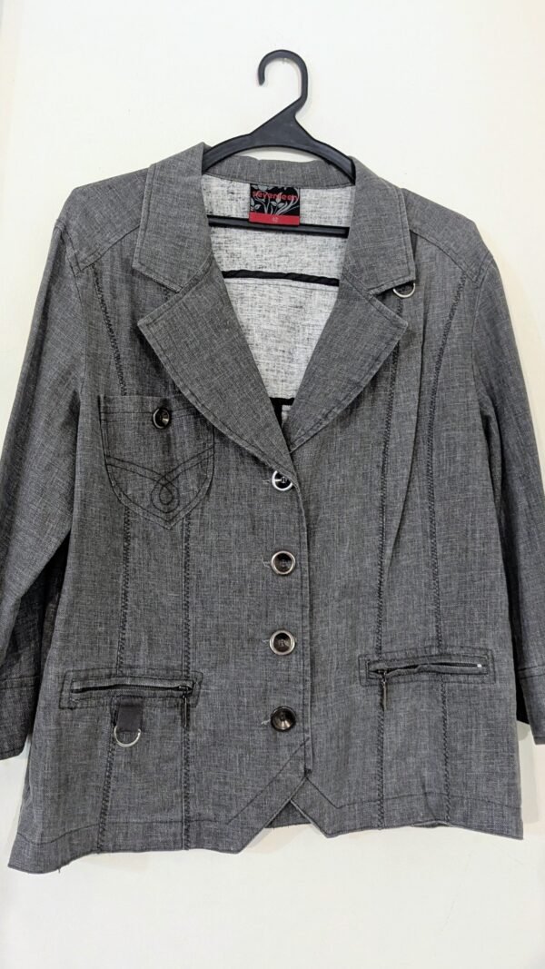 ג'קט בלייזר אפור כותנה ופשתן
