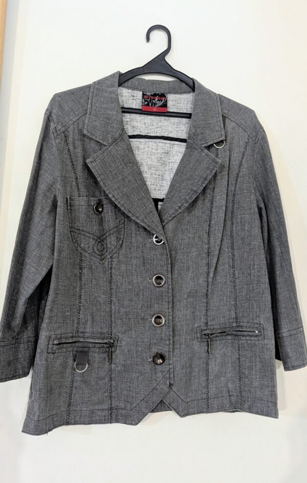 ג'קט בלייזר אפור כותנה ופשתן