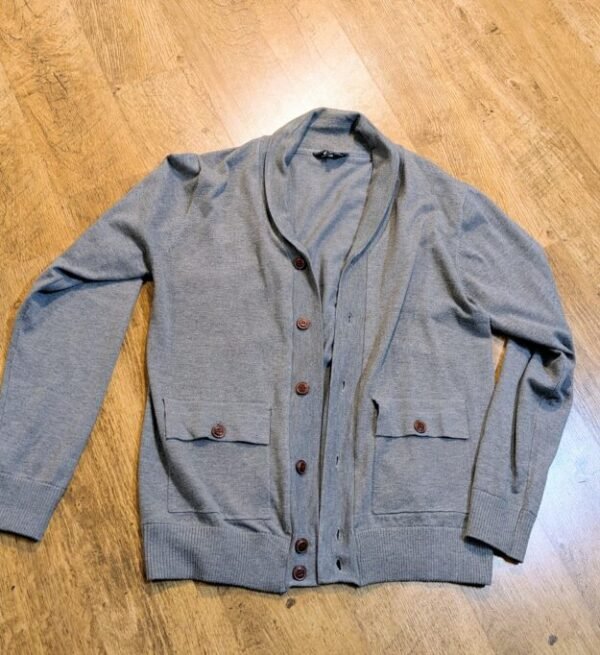 עליונית קרדיגן סריג אפור כותנה