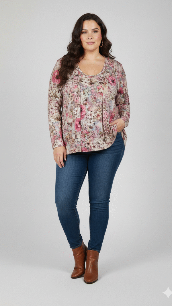 חולצה פרחונית בד נעים חולצה פרחונית בד נעים