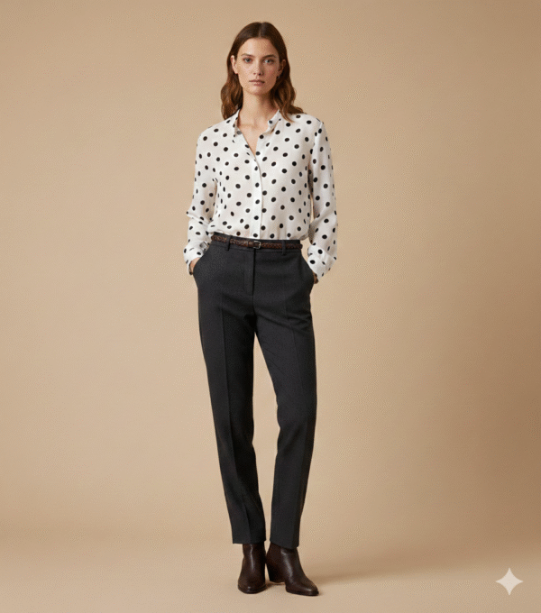 חולצה לבנה נקודות שחורות