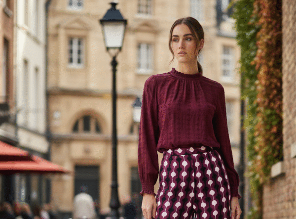 חולצת תחרה בצבע בורדו מהמם