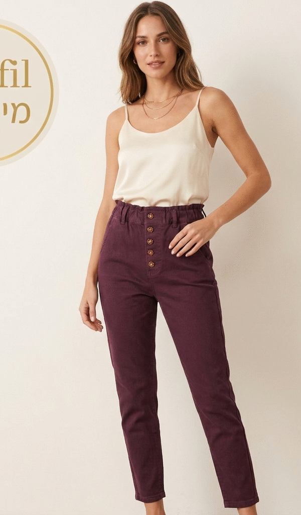 מכנסי גינס בצבע חציל חדשות🪻